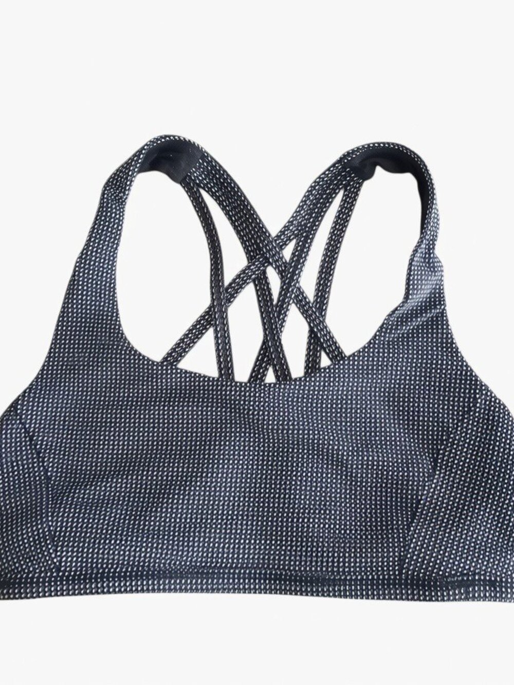 Lululemon Free To Be Tranquil Sports Bra Teeny Check White Black Womens 6